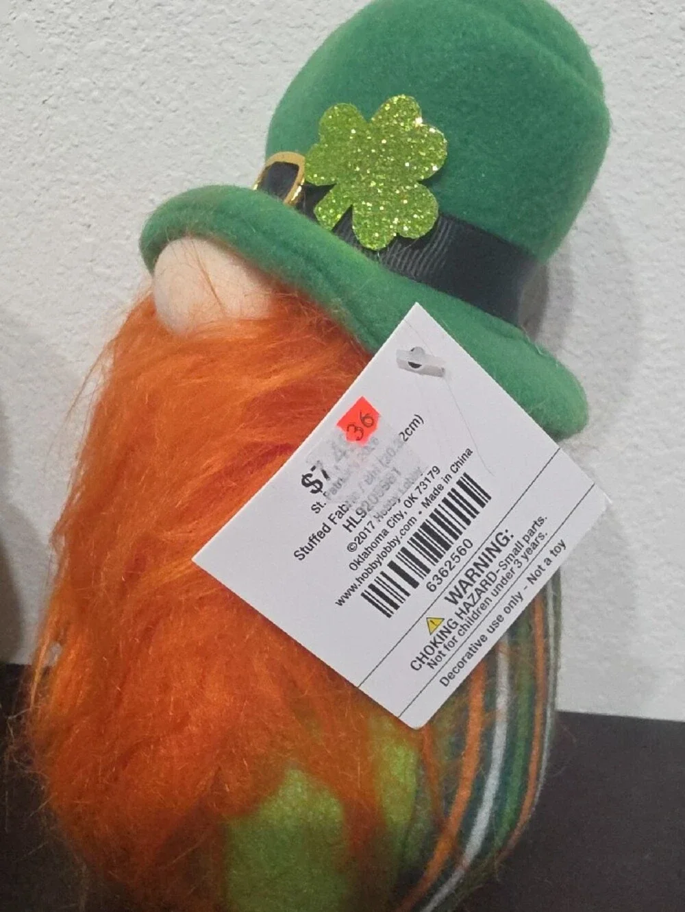 Hobby Lobby Green Felt Gnome with Orange Braided Hair